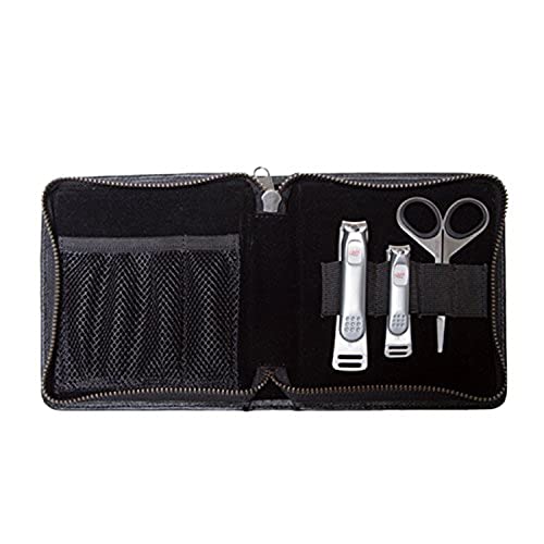 Seki Edge Mens Premium Grooming Kit (MS-01) With Nail Clippers & Nostril Scissor - Manicure & Pedicure Professional Set in Genuine Leather Case