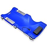 Auto Dynasty 40 Inches Mechanic Creeper, Automotive Garage Repair Low Profile Under Car Rolling Creeper with LED Light and Padded Headrest, Plastic, Blue