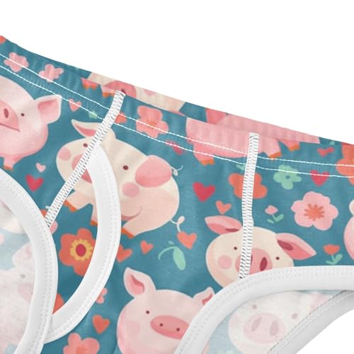 Wusikd Cute Pink Pigs Boys' Underwear Cotton Colorful Hearts Boys Briefs Soft Toddler Underwear 2T4