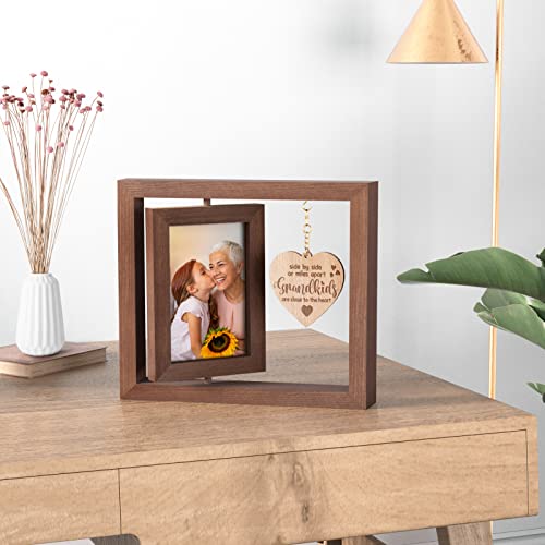 Grandma Gifts Grandma Picture Frame Mothers Day Gifts For Grandma From Granddaughter Grandson Grandkid Nana Gifts Rotating Picture Frame For 4X6 Photo Grandma Nana Birthday Gifts Tabletop Desk Display #TOP5