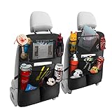 2Pack Car Seat Back Organizer, Kick Mats Backseat Car Storage with Touch Screen Tablet Holder,...