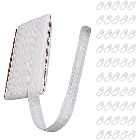 Amacoam Curtain Tape Pencil Pleat Curtain Tape Pinch Pleat Tape Rufflette Curtain Tape Curtain Curling Tape with Plastic Curtain Hooks Suitable for Hanging Curtains,Fabric,Home Decoration Cover