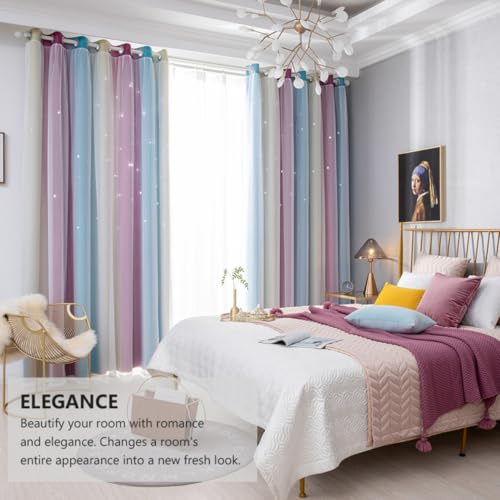 Rideaux occultants polyester pourpre double couche salon chambre - 5