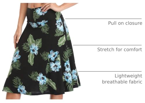 Image of Urban CoCo Women's Ruched High Waist Knee Length Jersey A-Line Stretchy Flared Casual Skirt