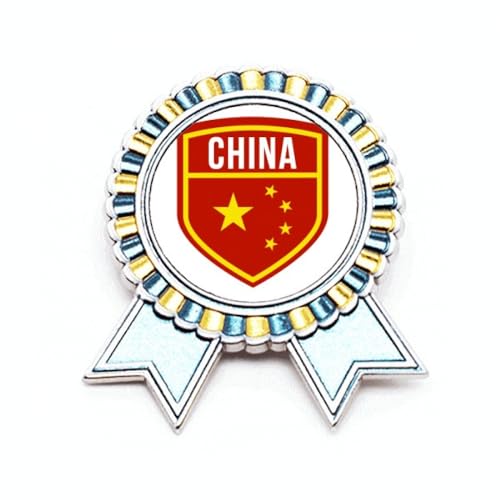 Broche drapeau national Chine bouclier médaille métal taille M insigne patriotique vêtement