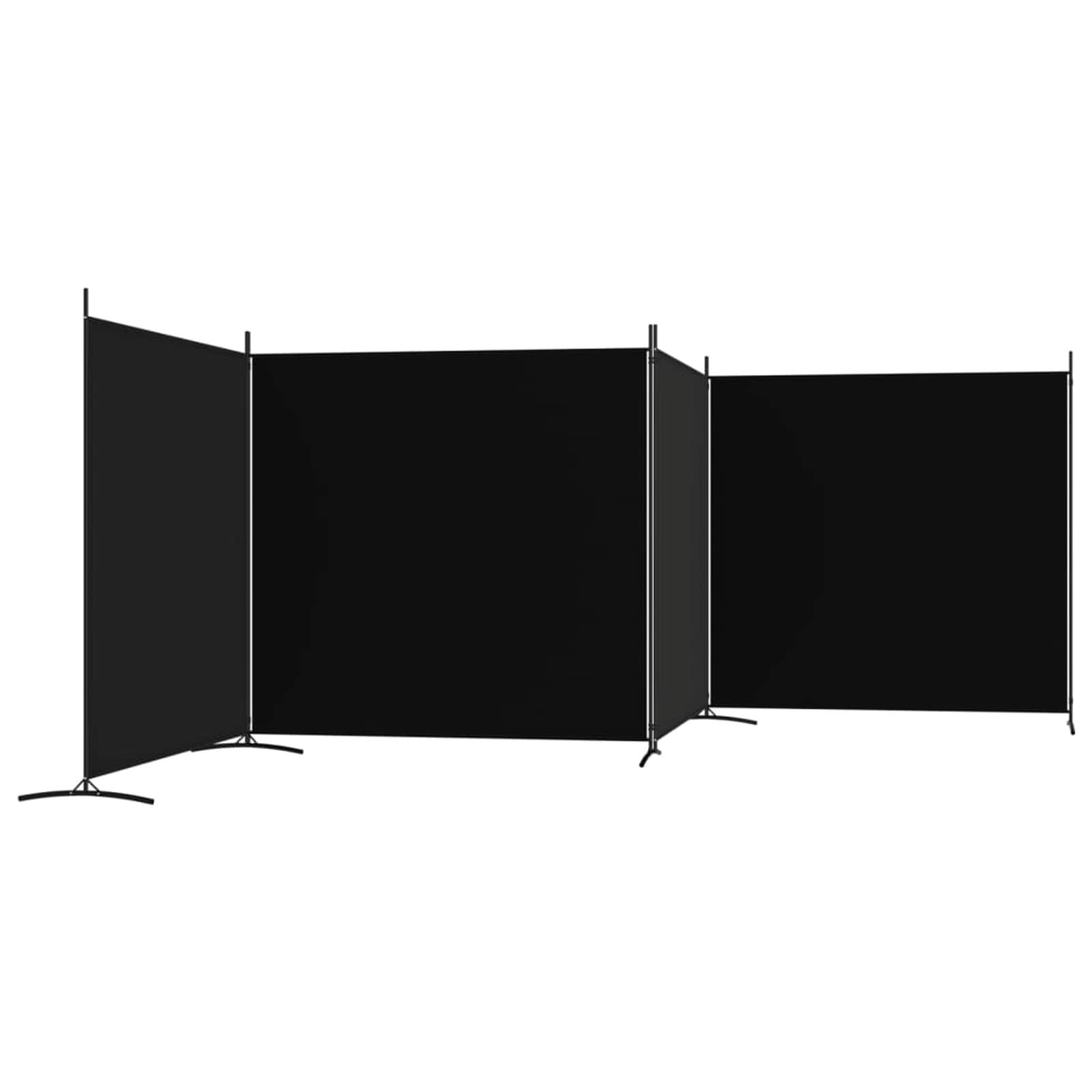 Homgoday Przegroda do pomieszczeń parawan wewnętrzny oddzielny parawan panele dzielące do wnętrz domu, 4-panelowa przegroda, czarna tkanina 698 x 180 cm
