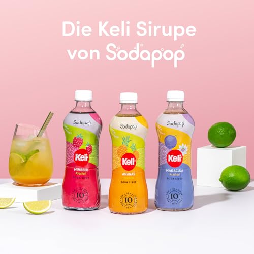 Sodapop Sirup Keli Himbeer, 500ml, für bis zu 10 Liter Fertiggetränk, kalorienarm, fruchtig 5