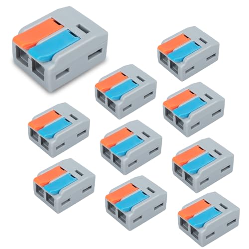 Innfeeltech 10 piezas de conexión Ternimal, abrazadera de conexión de 2 puertos, en paralelo, con palanca, conectores de cable con abrazadera de conductores de 0,2-4 mm² Para proyectos de bricolaje