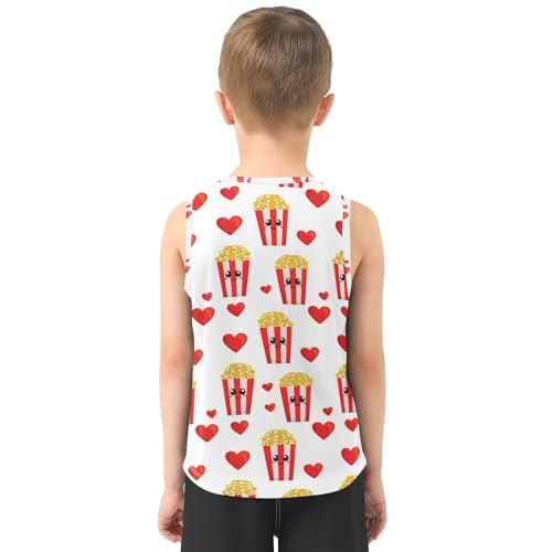 J JOYSAY Popcorn Heart Container White Boys Tank Top Sleeveless Muscle Shirts Quick Dry Kids T-Shirts 3-15T3