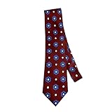 Gordon Gekko Silk Necktie - Everyday Wear & Costume Tie - 80s Movie Fan Gift - Greed Is Good Businessman - Red Blue Patterned