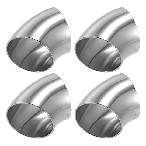 X AUTOHAUX 4 Pcs OD 2.5 Inch 45 Degree SS304 Stainless Steel Bend Tube Exhaust Elbow Pipe for Car Modified Exhaust System 2.5" Piping Silver Tone Cover