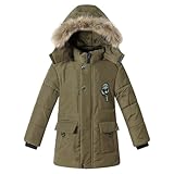 AIMISYOU Boy Winter Fleece Long Coat for 7-8 Year Old Kids Puffer Jacket Children Outwear