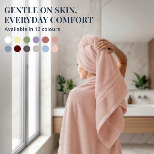 Image of LANE LINEN Luxury Bath Towels Set - 1 Piece, 100% Cotton Bathroom Towels, Zero Twist, Quick Dry Absorbent Bath Towel, Super Soft Gym Towel - Peach