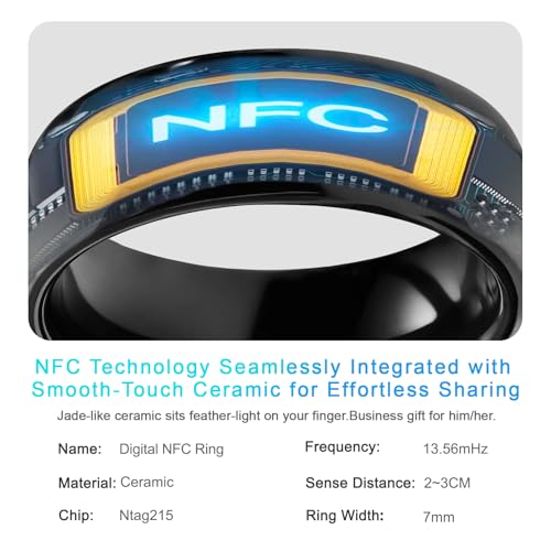 Digital Business Card Ceramic Ring Ntag215 Chip NFC Smart Ring Touch To Share for Bussiness Tags Applicable to Phone (US#9)3