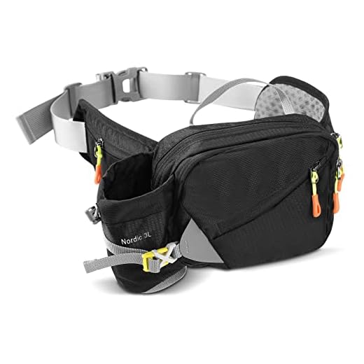 Riñonera con soporte para botellas, riñonera de cintura, riñonera para mujeres y hombres con múltiples bolsillos, bolsa con cinturón ajustable para pasear al perro, senderismo, Black, Casual