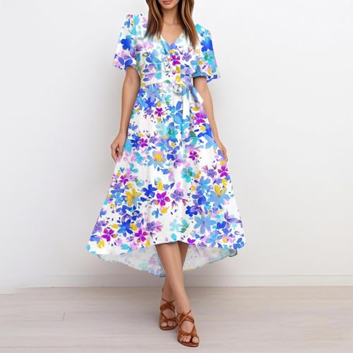 Spring Summer Chiffon Midi Dresses for Women 2025 Elegant Classy Wedding Guest Floral Formal Cocktail Prom Dress