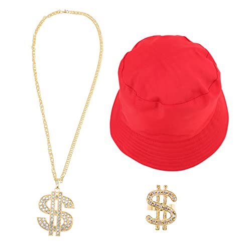 BESPORTBLE 90s Theme Hip Hop Costume Set Fisherman Hat Sunglasses Chain Link Jewelry