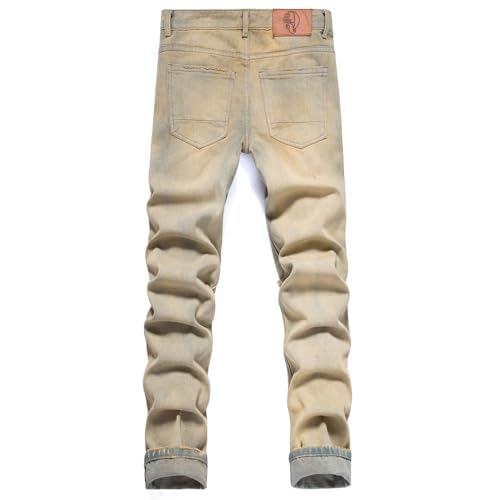 Men's Ripped Destroyed Straight Slim Fit Jeans Cargo Denim Pants Fashion Jean2