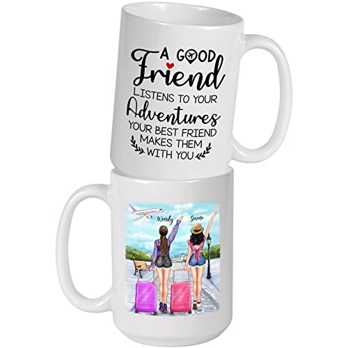 Personalized Best Friend Mug, Good Friend Listens To Your Adventures, Custom Friendship Coffee Mug Gift For Besties, BFF, Long Distance, Birthday Gift For Best Friends, Soul Sister Mugs 11oz 15oz