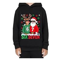 Hongdecai Christmas 67 Boy Pullover Hoodie sweatshirt Santa Six Seven Girl Kids Sports Clothing 2-13 Years Black-130cm