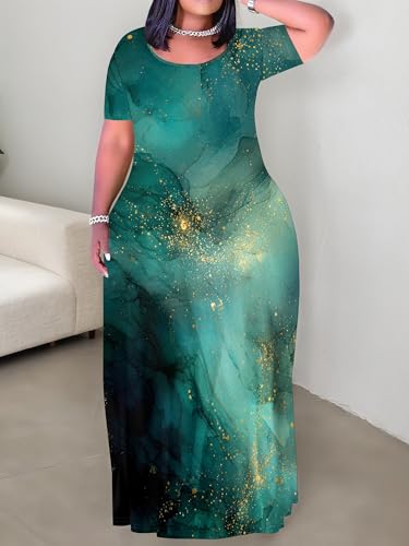 Image of Plus Size Maxi Dresses for Curvy Women T-Shirt Summer Sun Dresses Loose Fit