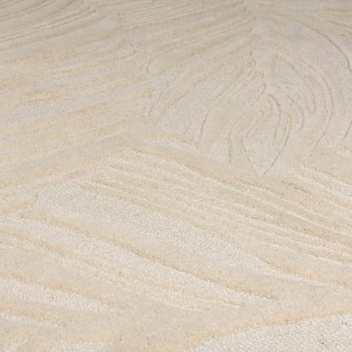 Image of Hand-Tufted Woolen Carpet for Living Room 6x8 feet Beige Loop Cut Pile Anti-Skid High Pile Thick Carpet & Rugs for Bedroom & Hall