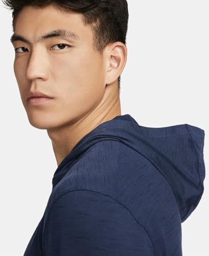 Nike Yoga Dri-FIT Men's Lightweight Hoodie, Diffused Blue/Obsidian/Htr, MEDIUM-TALL2