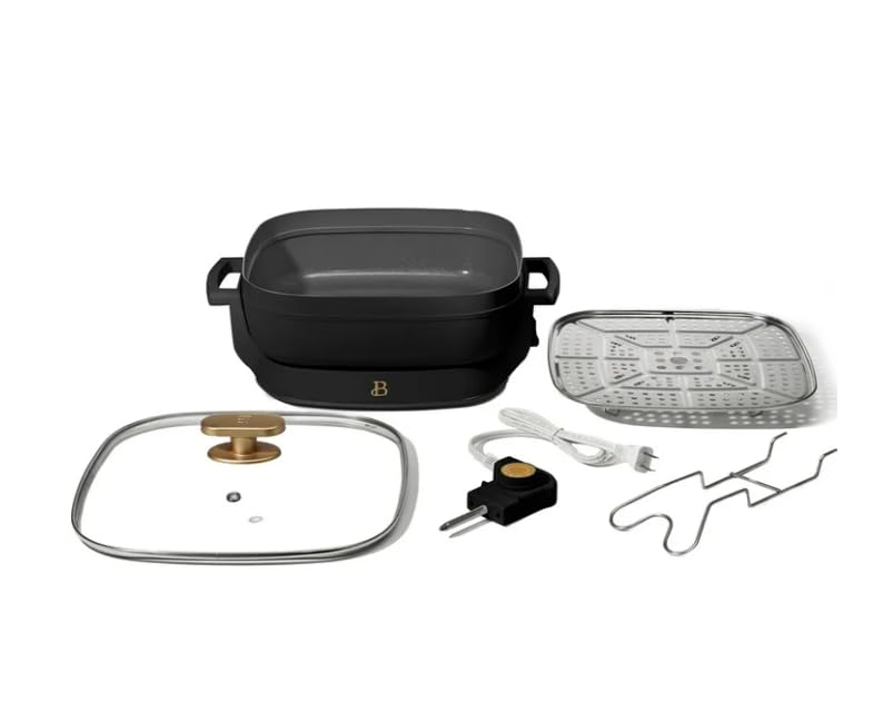 16 Inch Nonstick Electric Skillet with Glass Lid in Black