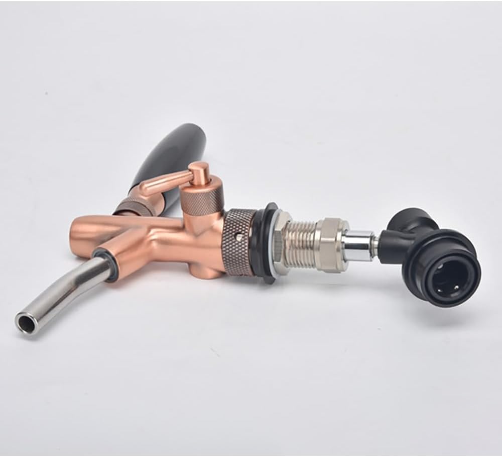 1pc Adjustable Flow Chrome Draft Beer Faucet - Premium Home Brewing Keg Tap with Ball Lock Disconnect(Bronze)