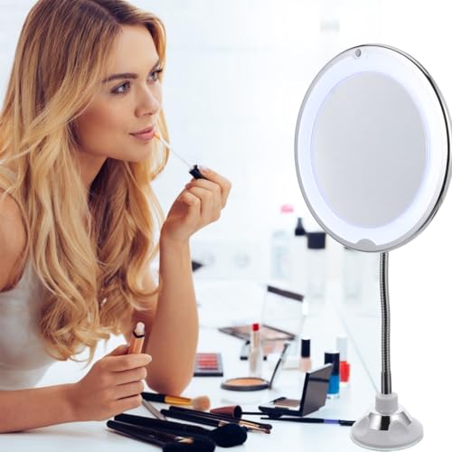 Espejo de maquillaje Healeved 10X con luz y ventosa miniatura 3