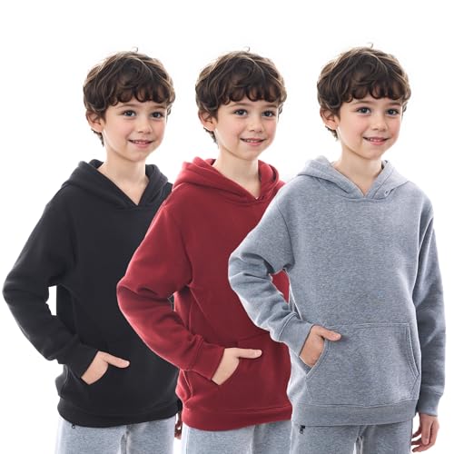 Image of WHITE PEAK TRADING COMPANY 3 Pack Boys Hoodies Fleece Classic Athetic Pullover & Zip-Up Sweatshirts Kids Clothes 6-20