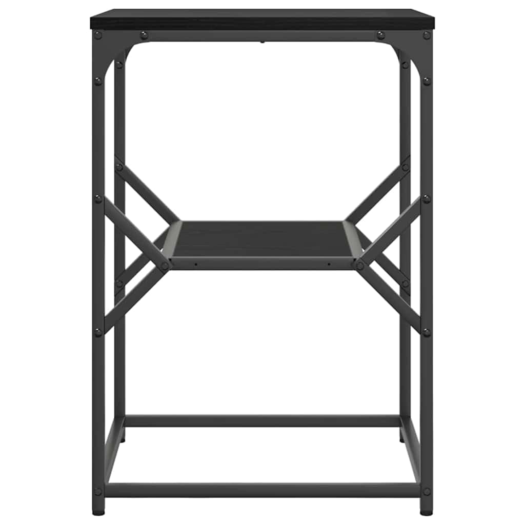 Hothingwell Beistelltisch Eiche schwarz 41x40x60 cm | Maschinenholz, Stahlrahmen, matte Oberfläche, Aufbewahrung für Lampen, Reinigung mit feuchtem Tuch