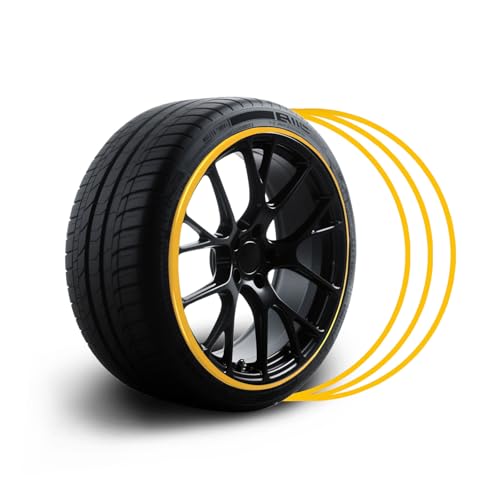 Rim Protector for Car Wheels - Set of 4 Automotive Alloy Wheel Rim Edge Protectors - Suitable for All Vehicles, Including Tesla Model Y Rim Protector - Durable Wheel Hub Accessories(Yellow, 22Inch) by ZOOMKEY - Used condition - US$48.44