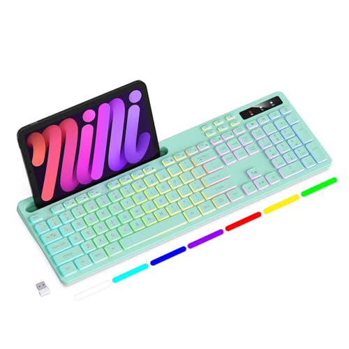 Wireless Keyboard with 7-Color RGB Backlit, Soueto Full-Size...