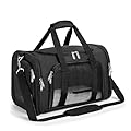 Soft Sided Cat/Pet/Dog Carrier Bag,Portable Foldable Pets Travel Carriers For Cats/Dogs With Shoulder Strap & Removable Mat,Durable Puppy Basket of 16 lbs Airline Approved - Black