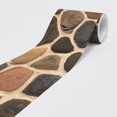 Cenefa autoadhesiva – Cenefa de papel pintado para pared, decoración para paredes, muebles, techos, papel pintado, puertas, revestimiento de piedra II, 5 m x 0,15 m por rollo
