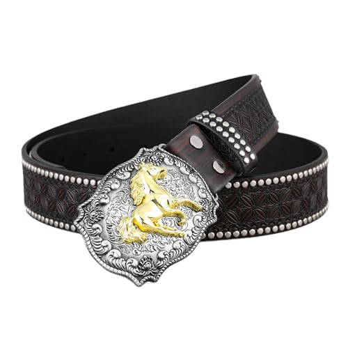 Ceinture cloutée style cowboy western pour jeans homme et femme largeur 38 mm