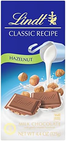 Lindt CLASSIC RECIPE Hazelnut Milk Chocolate Candy Bar, Milk Chocolate, 4.4 oz.