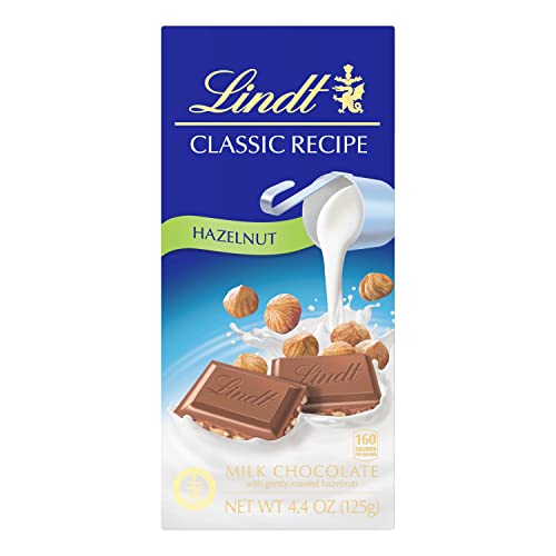 Lindt CLASSIC RECIPE Hazelnut Milk Chocolate Candy Bar, Milk Chocolate, 4.4 oz.