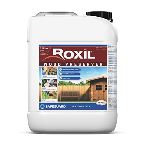 Roxil protection liquide pour bois - pré-traitement de protection en cas de pourriture, champignon, larves et termites (5 litres)
