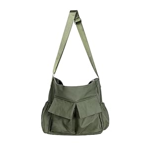 Canvas Messenger Bag Crossbody Shoulder Bag for Men Women Vintage Tote Laptop Bag Large Hobo Bag with Multiple Pockets