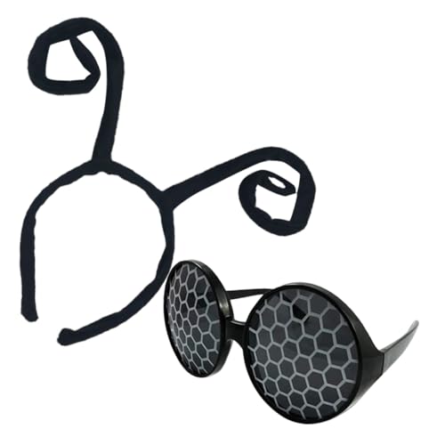 KOMBIUDA Diadema con Antenas de Hormiga Negras para Fiesta, Cosplay y Carnaval, Accesorio Ligero y Cómodo para Niña, Set de 2 Piezas para Cumpleaños y Fiestas Temáticas