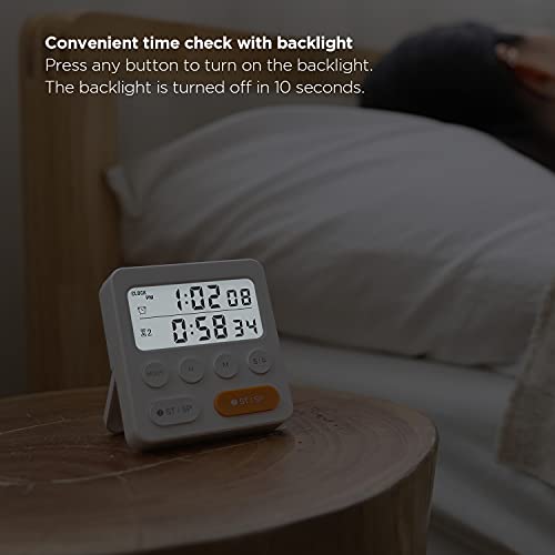 Mooas Dual Backlight Cooking Timer,Dual Timer,Dual Digital Kitchen Timer,Timer With Alarm,Snooze,Count Up/Down,Big Digits Loud Alarm, Digital Timer For Kids Teachers,Backlight Timer,Kitchen Timer #TOP5