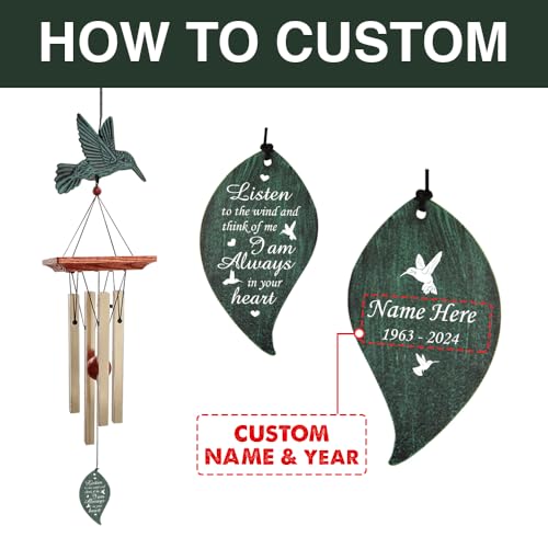 Image of ASTARIN Personalized Wind Chimes Outdoor Deep Tone,Customized Memorial Wind Chimes Large, Large Deep Tone Wind Chimes Outdoor for Garden Hanging Decor,Sympathy Gifts