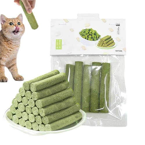 Palito de dentición de hierba para gatos, golosinas de césped liofilizado para gatos de interior, juguetes masticables comestibles para limpiar los dientes, palitos de golosinas para gatos de interior