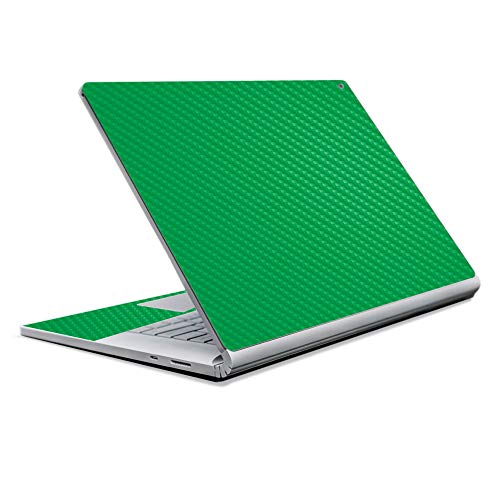 Image of MightySkins Carbon Fiber Skin for Microsoft Surface Book 2 13 inch (2017) - Solid Green,Protective, Durable Textured Carbon Fiber Finish,Easy to Apply, Remove, and Change Styles,