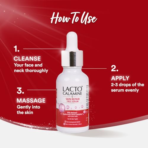 Image of Lacto Calamine 10% Retinol Complex Face Serum with Hyaluronic Acid & Gotu Kola | Reduces Fine Lines & Wrinkles | Improves Skin Firmness, Texture & Skin Renewal | Anti-Aging Night Serum | Dermatologically Tested | 30ml