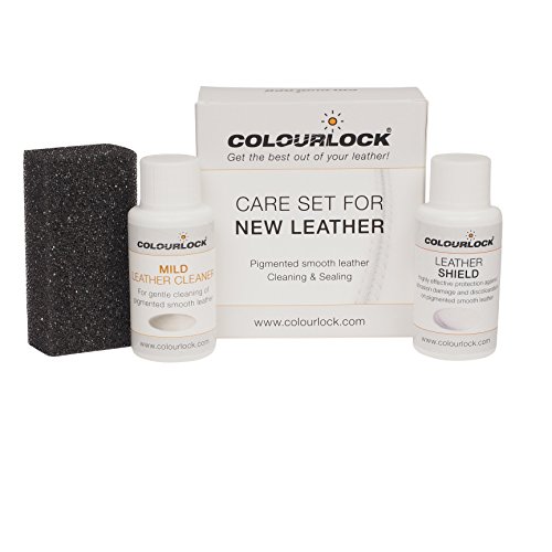 COLOURLOCK Leather Shield Clean & Care Kit - Small Mild Leather Cleaner & Leather Shield for protection against friction damage & dye transfer on furniture, jackets, handbags and car seats (Small)