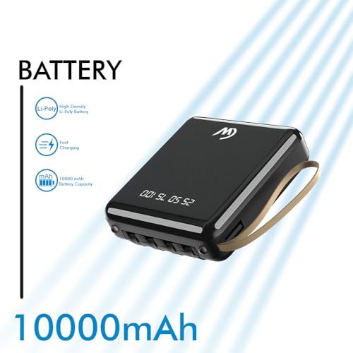 Image of 15W Fast Charging 10000mAh Power Bank with 4 in 1 Detachable Cable (Lightn-ing, Type-C, Micro Output, USB-A Input) & Dual Input (Type-C & Micro) Universal Compatibility (Li-Poly, Black)