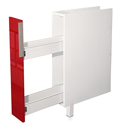 Berlioz Creations CE15BR Meuble Bas de Cuisine avec Range Epice Rouge Haute Brillance 15 x 52 x 83 cm, Fabrication 100% française